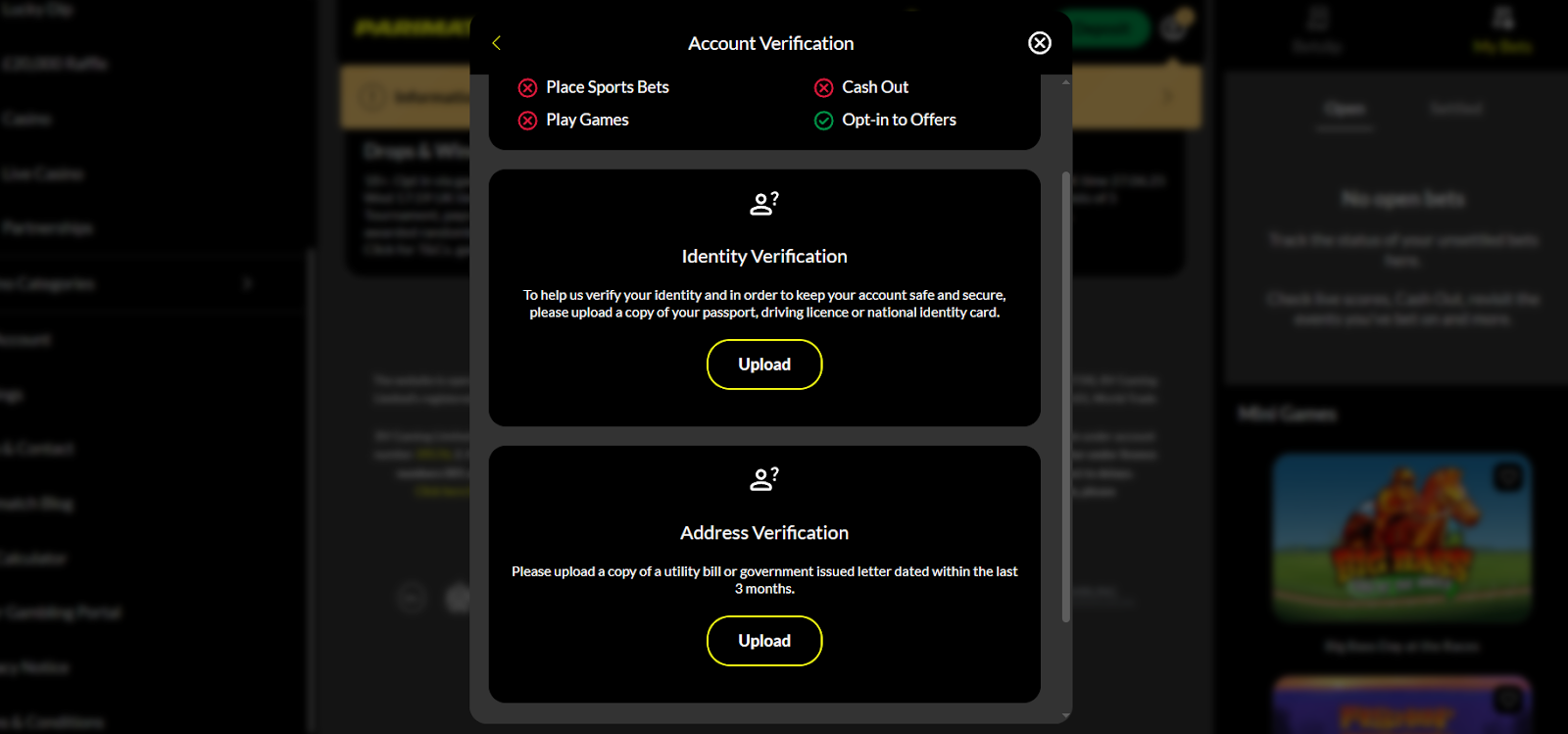 Parimatch account verification