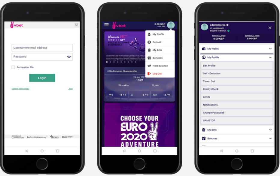 VBet App UI
